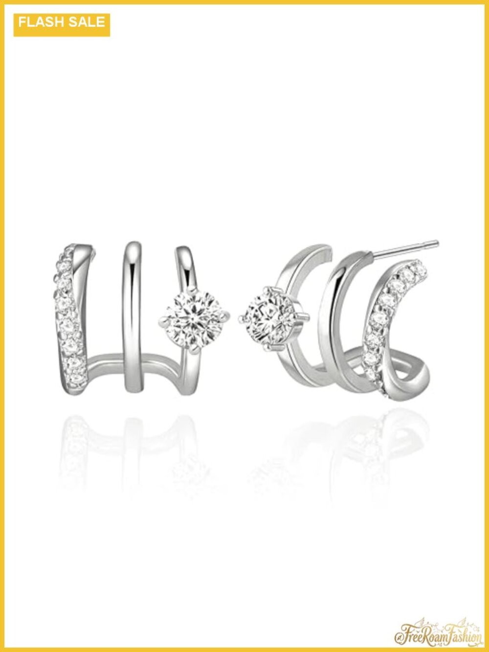 14K Gold Plated Triple Hoop Earrings Hypoallergenic Dainty Minimalist Stud